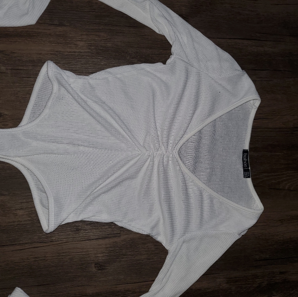 White sinched chest body suit
